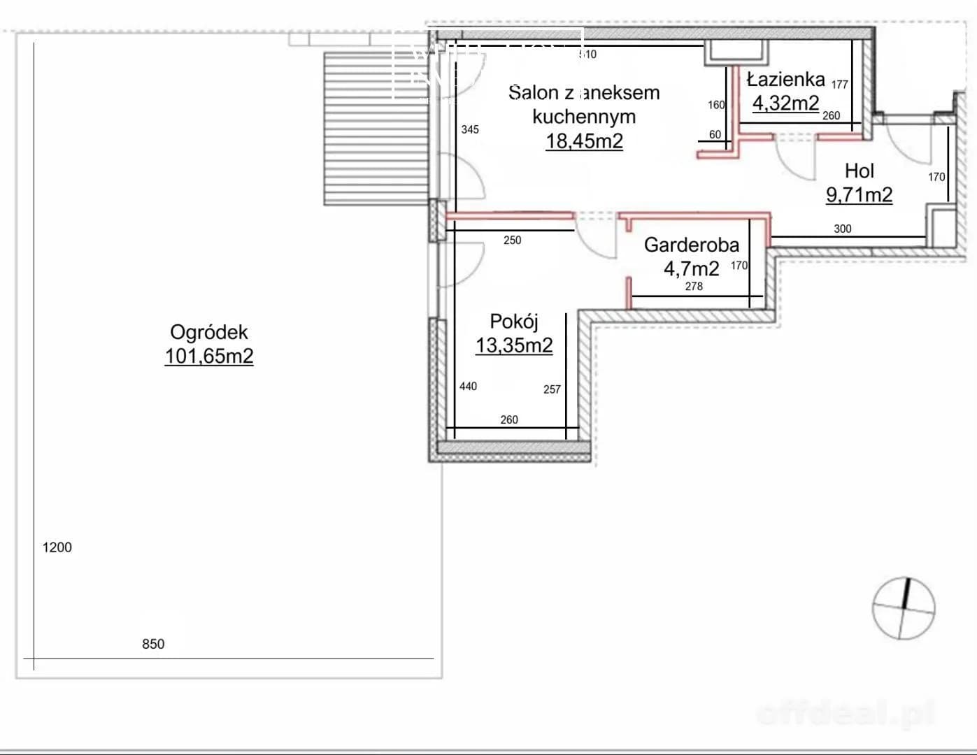 2-pokoje/ Garderoba/ Wys. 3,3m/ Ogród 100m2/ Garaż