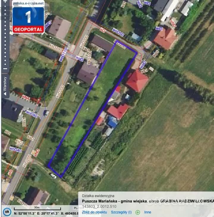 Zdjęcie 11: Działka, 1309 m², Grabina Radziwiłłowska