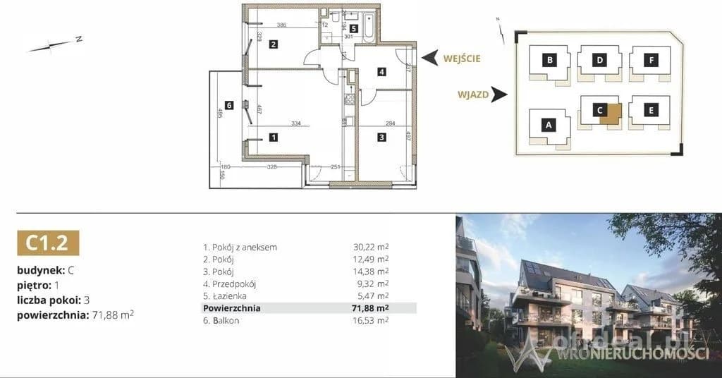 3 pokoje, balkon, kameralna zabudowa