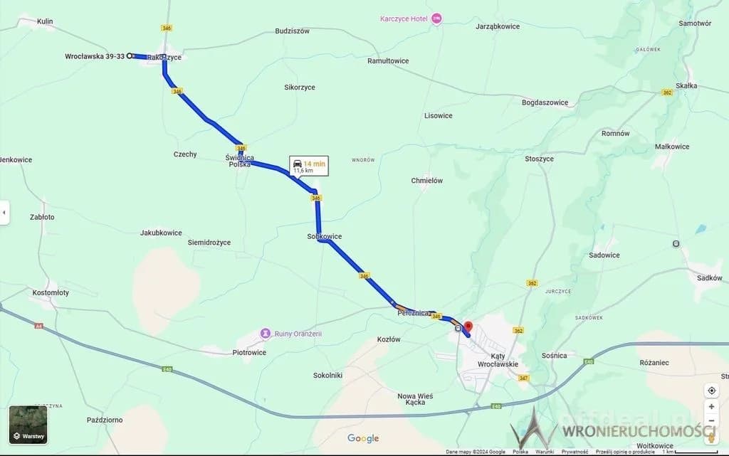 Działka budowlana z mediami, Rakoszyce k.Kątów Wr.