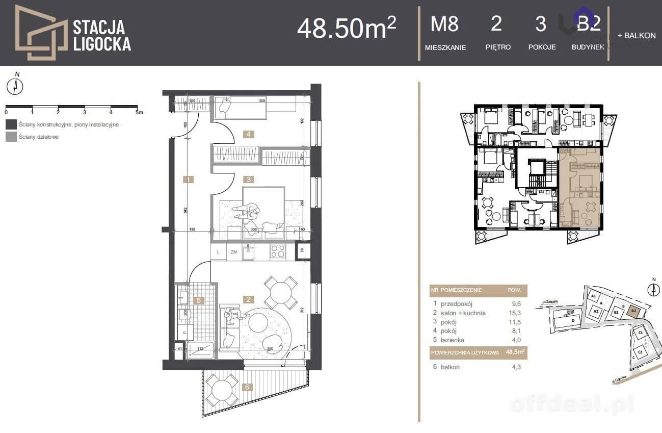 appartement à vendre à Katowice, Ligota | 3 pièces | 48,5 m²