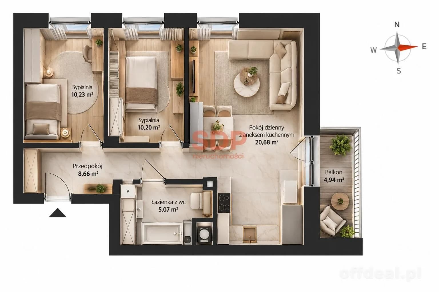 Photo 2: Appartement, 3 rooms, 55 m², Wrocław