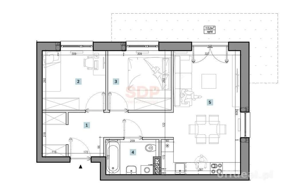 3-Zimmer Wohnung zum Verkauf in Wrocław, Krzyki, Brochów | 53,78 m²