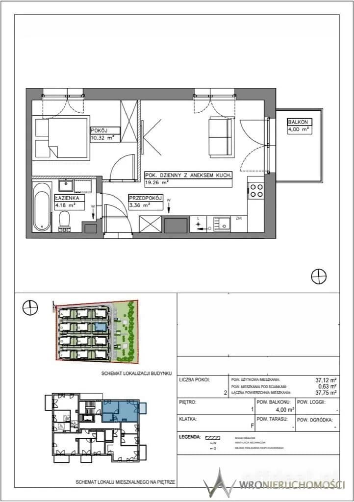 квартира на продаж у Wrocław, Krzyki, Jagodno | 2-кімн. | 37,12 m²