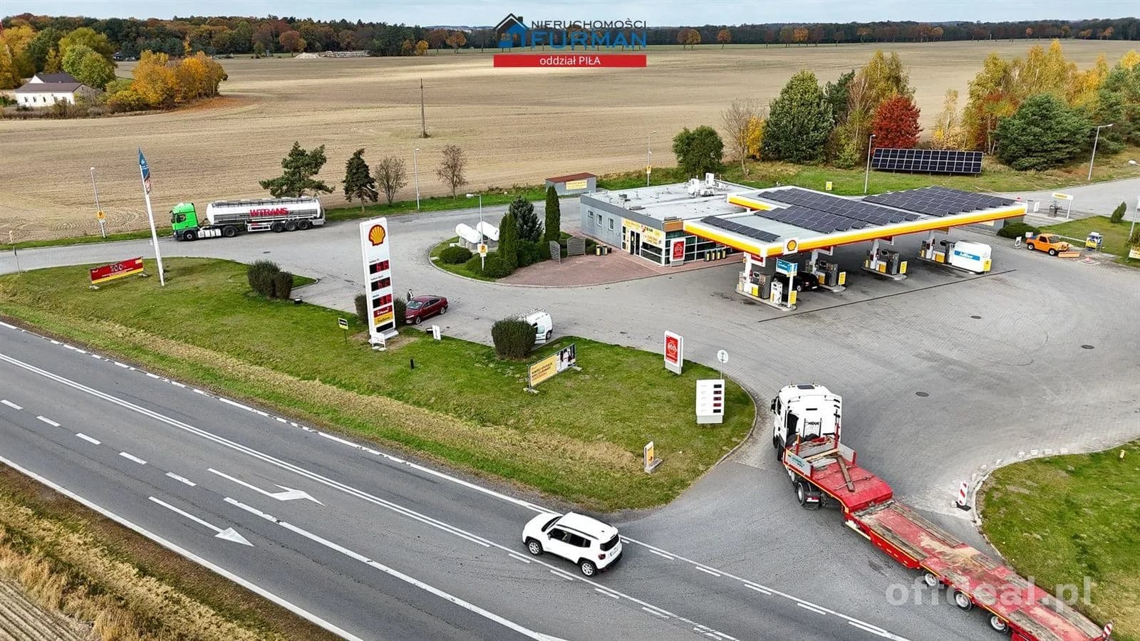 Stacja paliw, działka 1,35ha, budynek 240m