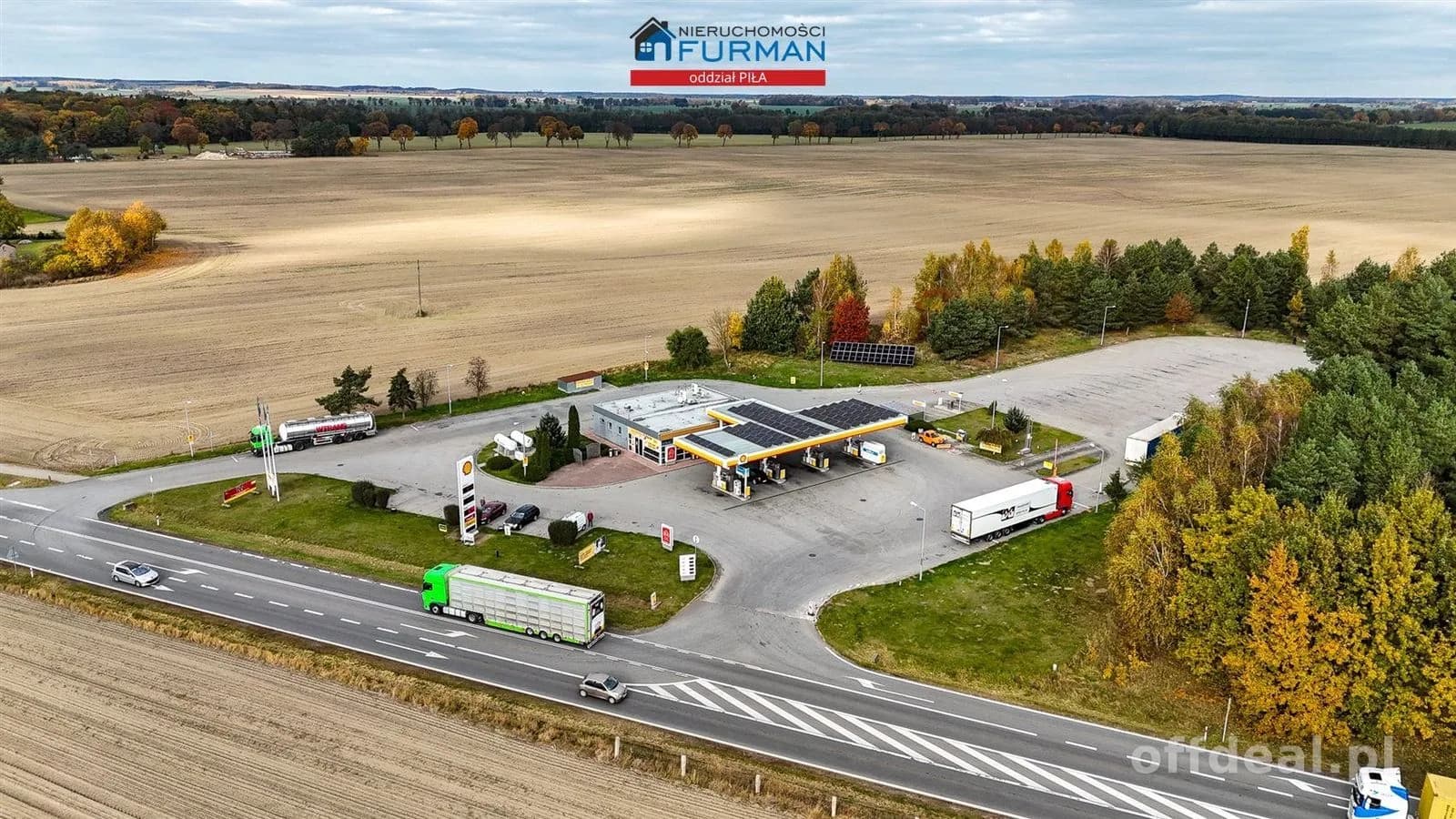 Stacja paliw, działka 1,35ha, budynek 240m