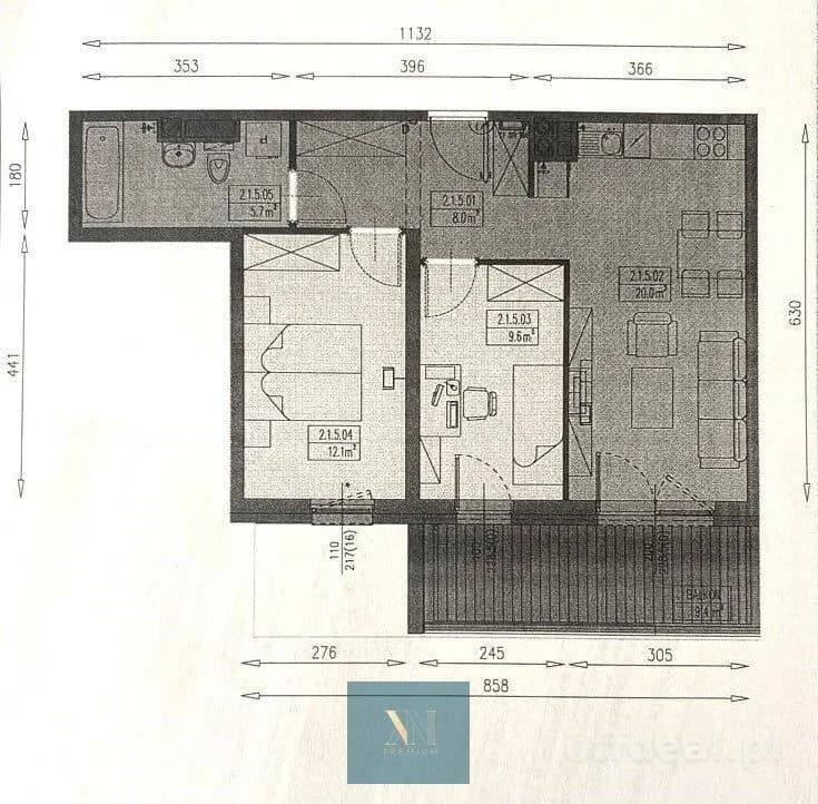 Foto 8: Wohnung, 3 rooms, 55 m², Wrocław