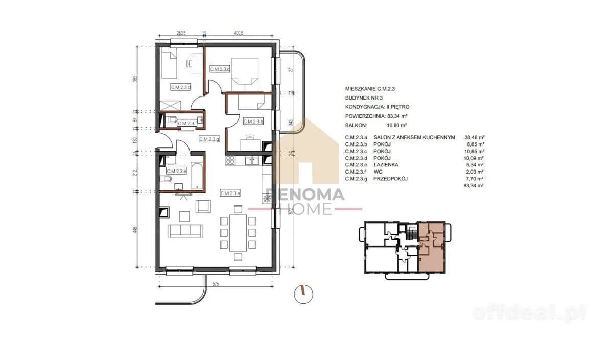 квартира на продаж у Legnica | 4-кімн. | 83,34 m²