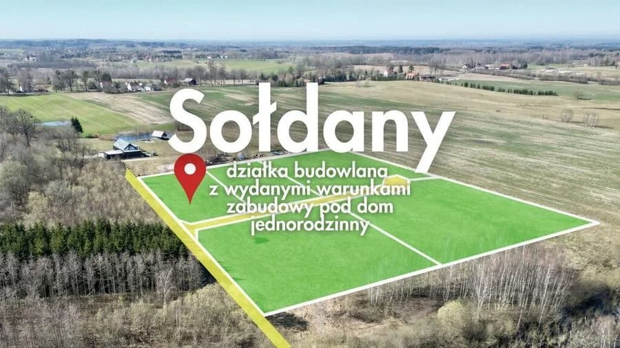 Sołdany | działka 2313 m2 pod dom jednorodzinny