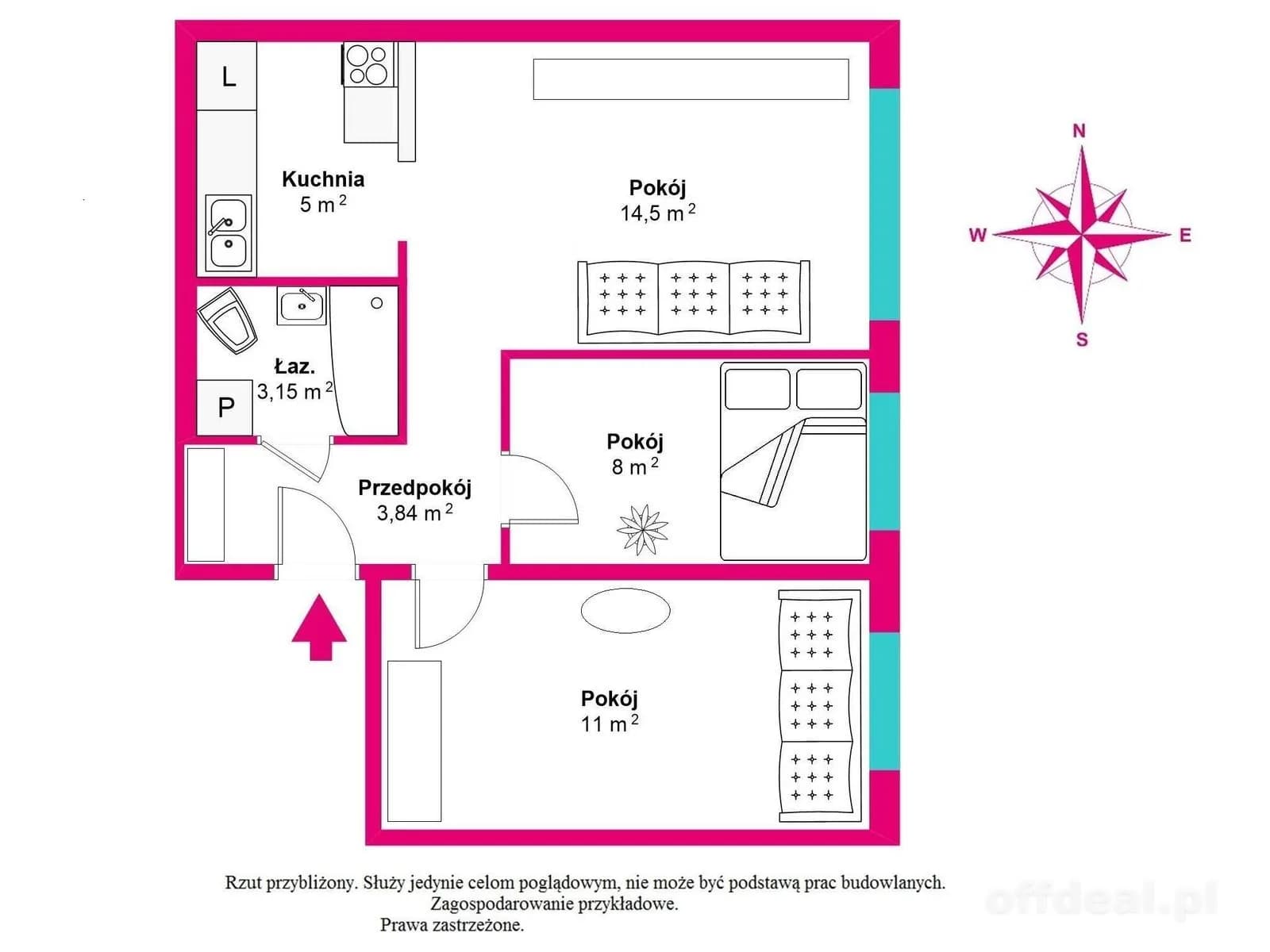 appartement à vendre à Kołobrzeg, Lęborskie | 3 pièces | 45,31 m²