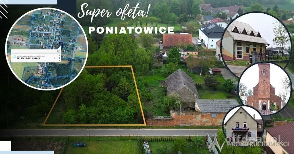 Poniatowice 1250 m² - Przy drodze asfaltowej