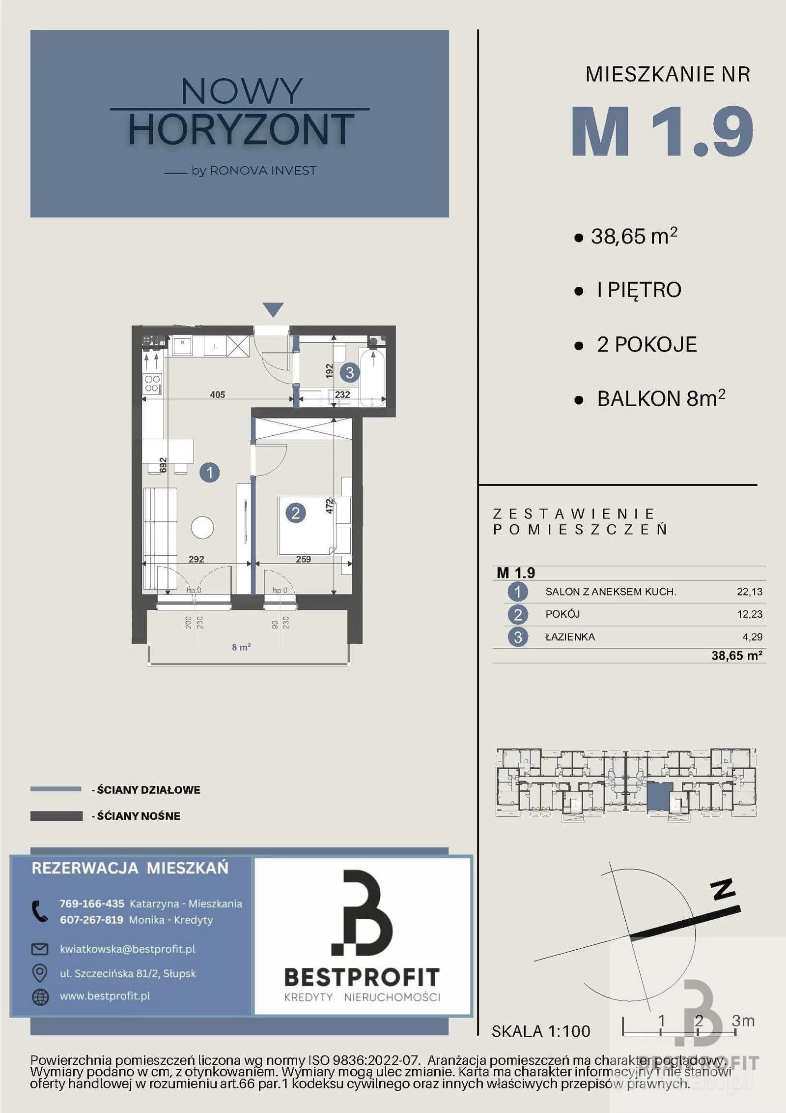 2-room apartment for sale in Słupsk | 38.65 m²