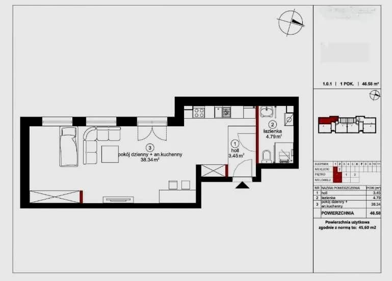 1-Zimmer Wohnung zum Verkauf in Sulejówek | 45,6 m²