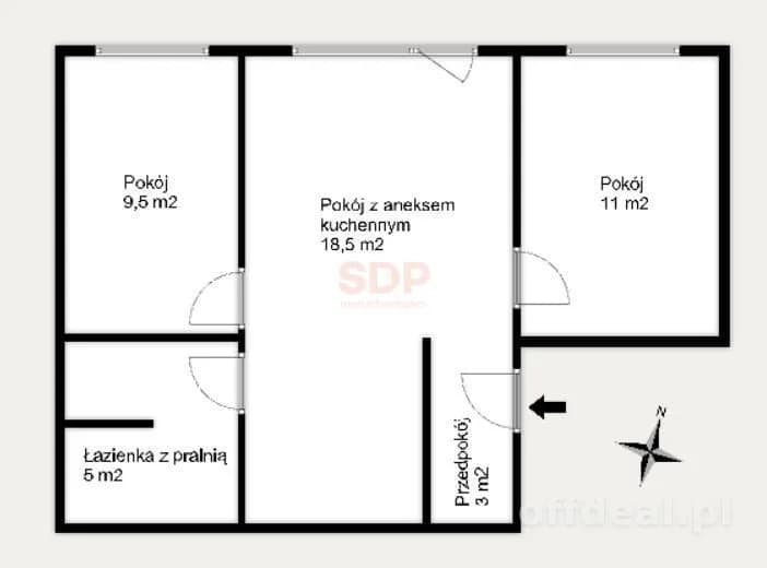 3-Zimmer Wohnung zum Verkauf in Wrocław, Krzyki, Powstańców Śląskich | 46,61 m²