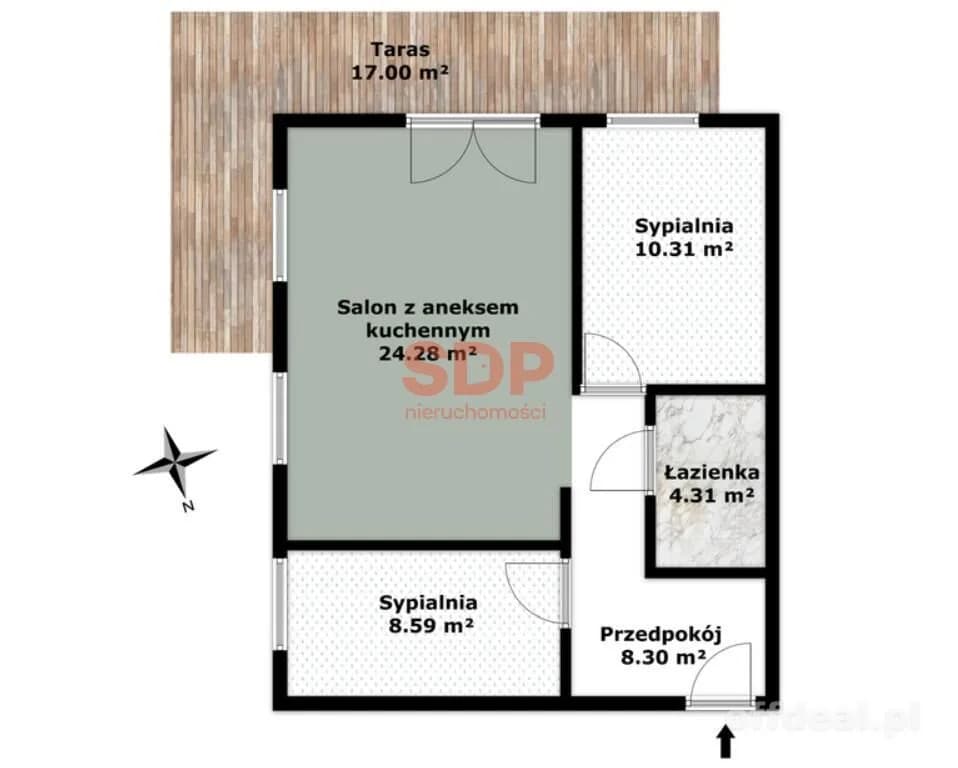 3-Zimmer Wohnung zum Verkauf in Wrocław, Fabryczna, Pracze Odrzańskie | 55,69 m²
