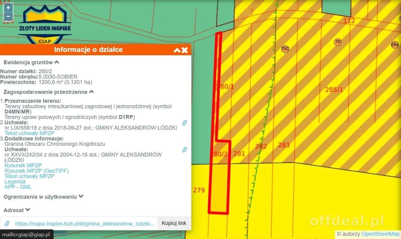 ділянка на продаж у Sobień | 1 200 m²