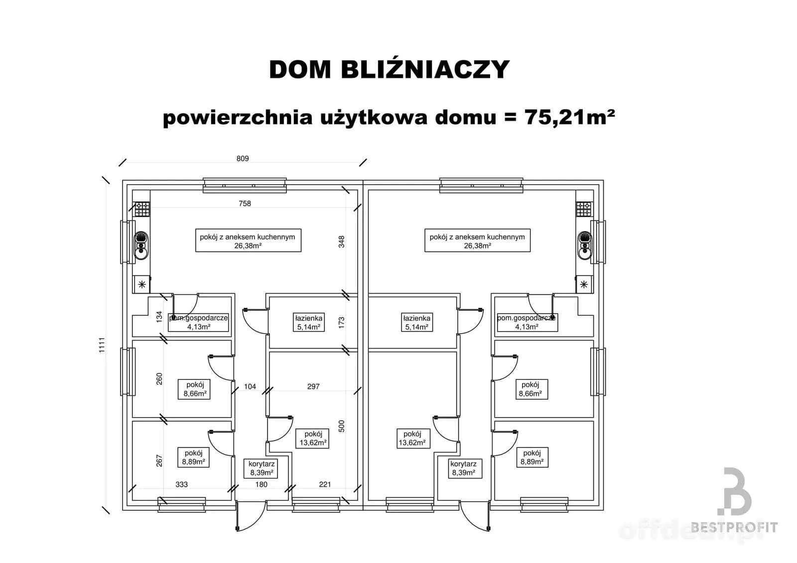 Bliźniak oddzielony wiatą Siemianice ul.Złota