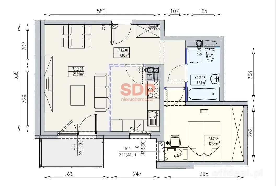 2-Zimmer Wohnung zum Verkauf in Wrocław, Krzyki, Partynice | 49,57 m²