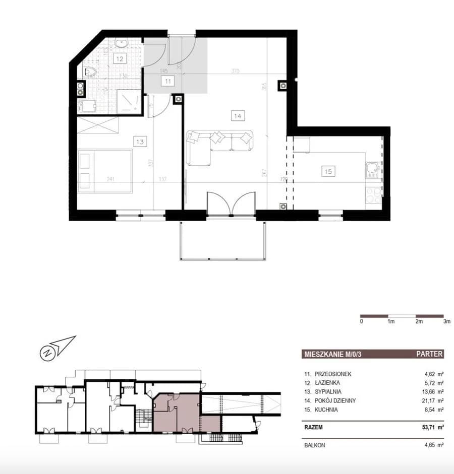2-room apartment for sale in Wrocław, Krzyki, Klecina | 53.71 m²