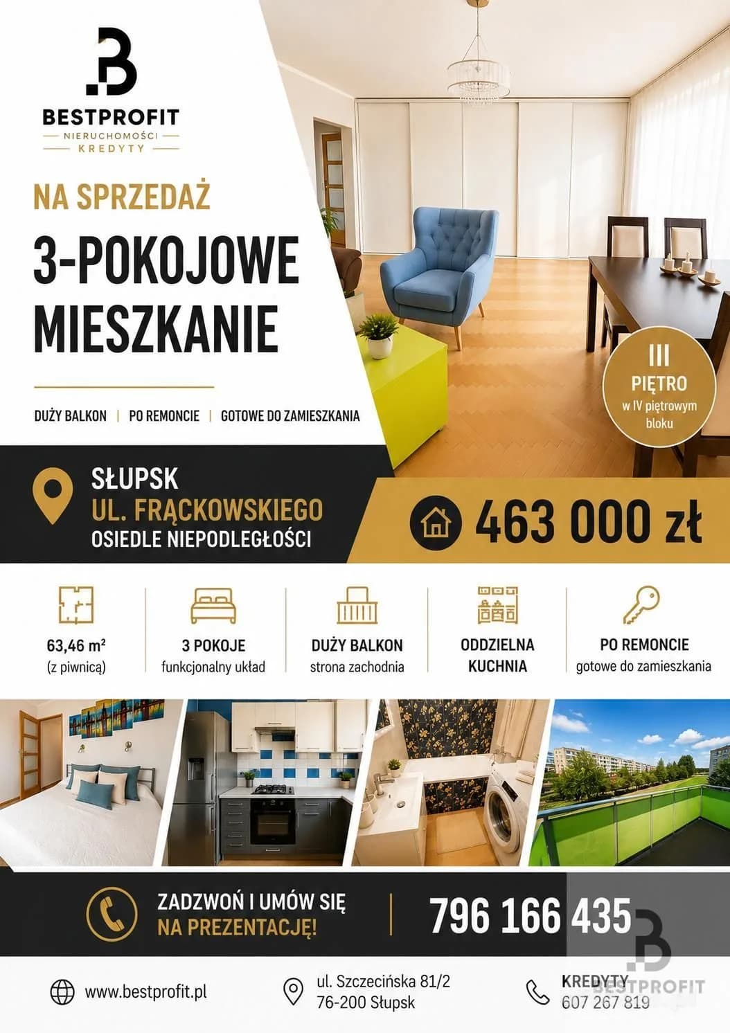 3-room apartment for sale in Słupsk | 63.46 m²
