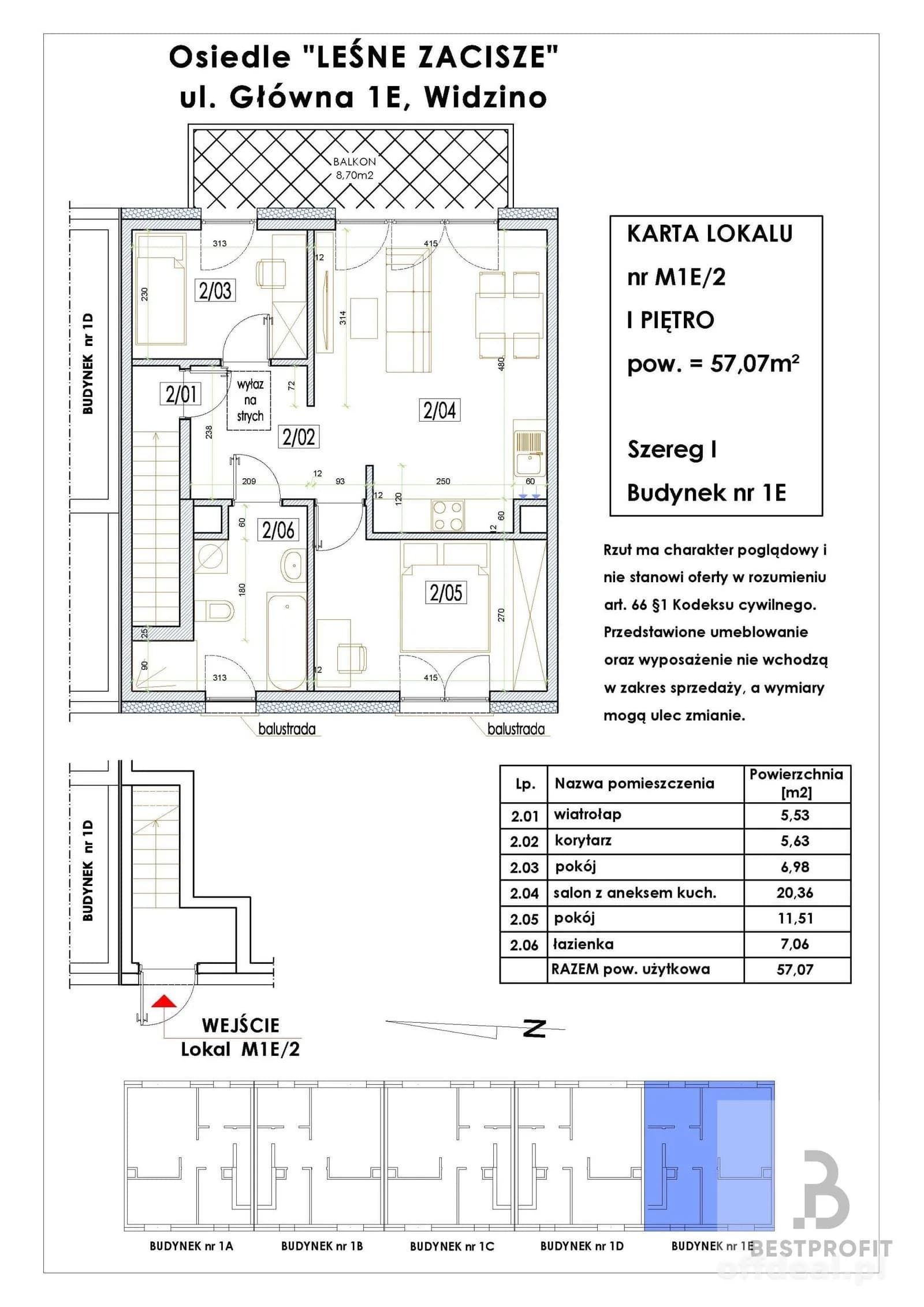 3-room apartment for sale in Widzino | 57.07 m²