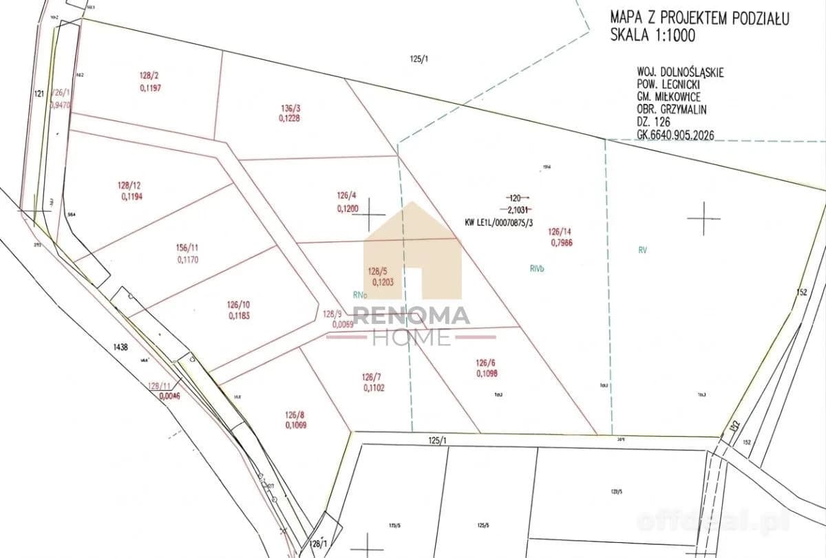Фото 5: Ділянка, 1200 m², Grzymalin