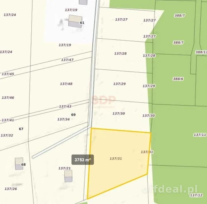 Działka mieszkaniowo-rekreacyjna o powierzchni 3753m2 w Nowej Wsi