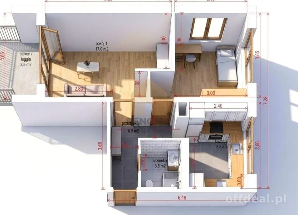Foto 5: Wohnung, 2 rooms, 48 m², Wrocław