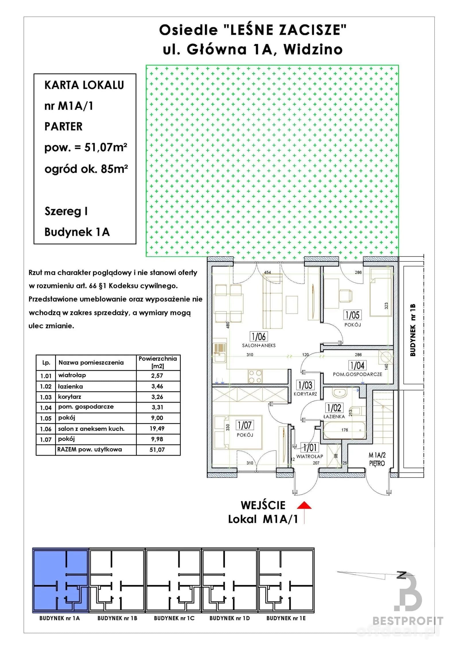 3-room apartment for sale in Widzino | 51.07 m²