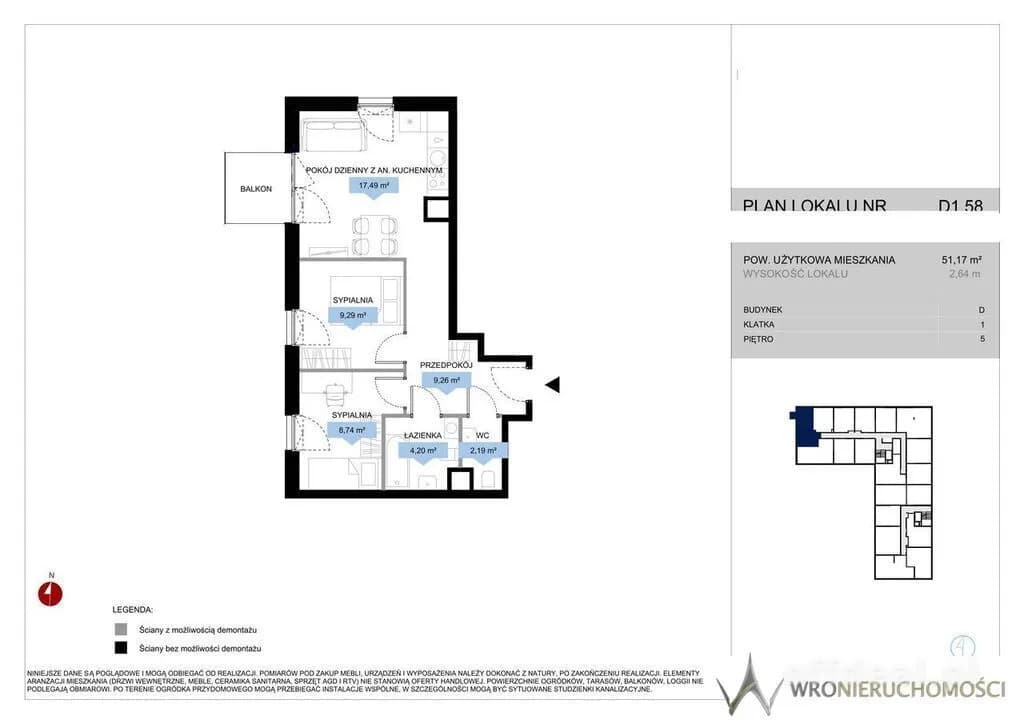 appartement à vendre à Wrocław, Psie Pole, Kleczków | 3 pièces | 51,17 m²