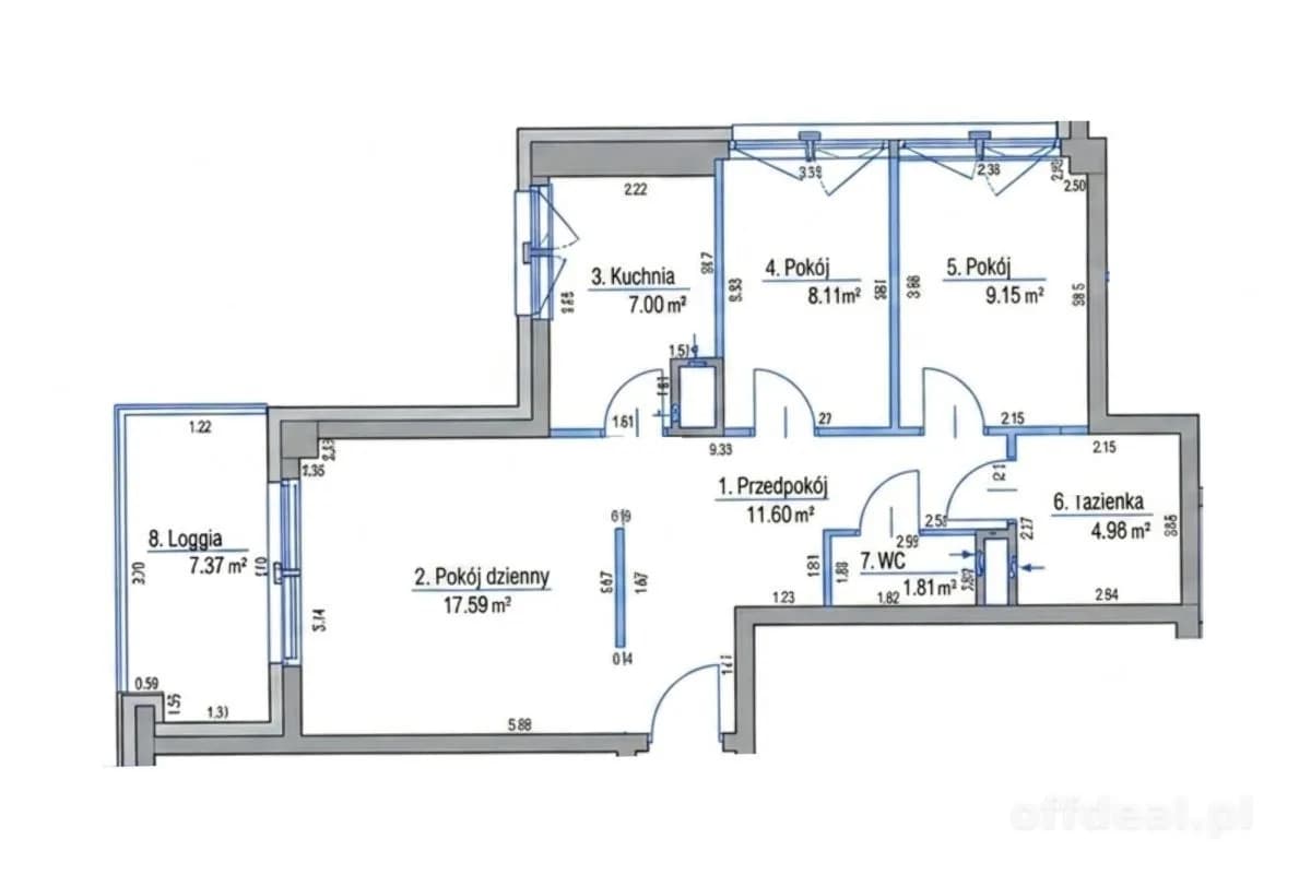 квартира на продаж у Warszawa, Mokotów, Czerniaków | 3-кімн. | 60,24 m²