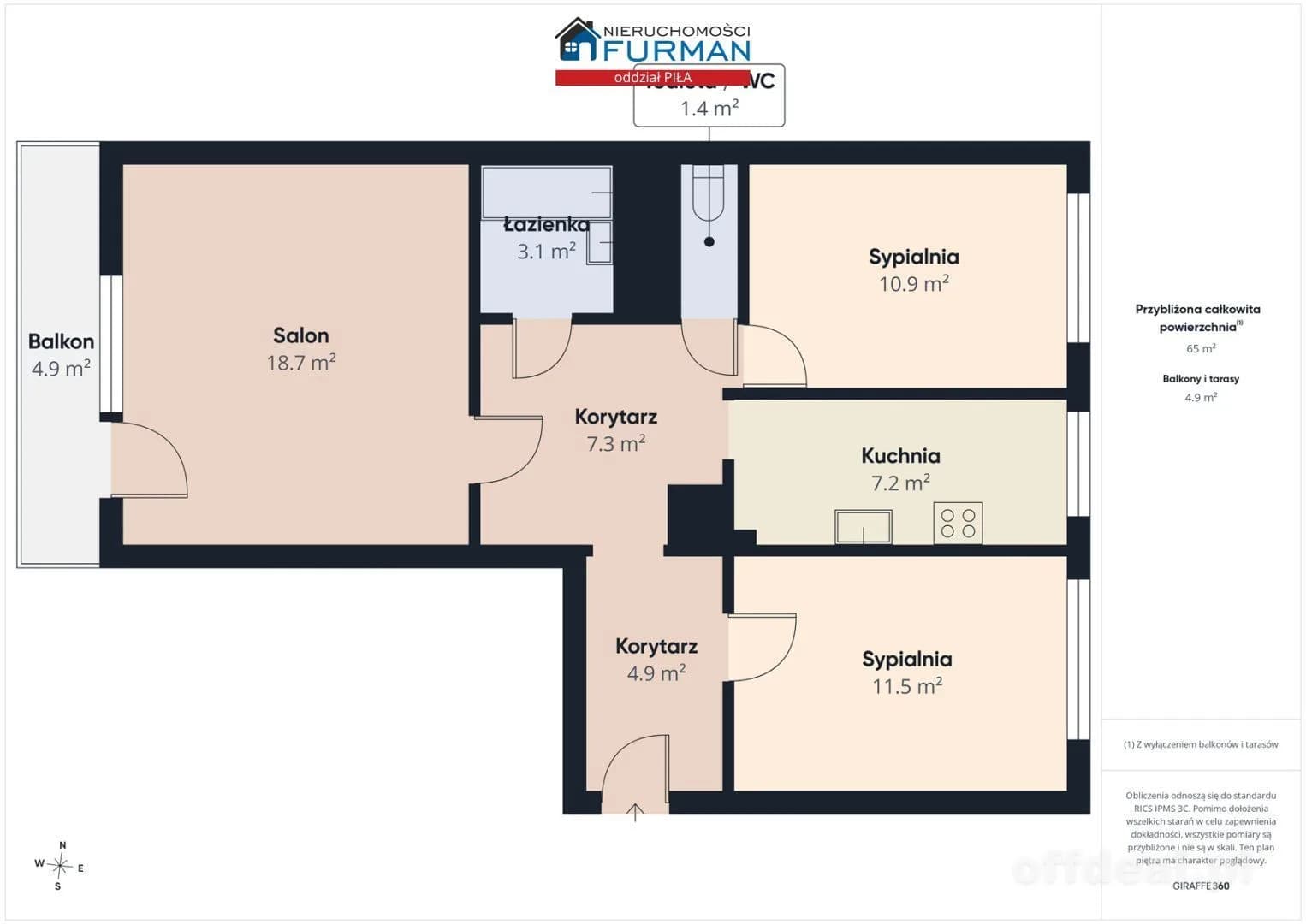 Photo 14: Appartement, 3 rooms, 65 m², Piła