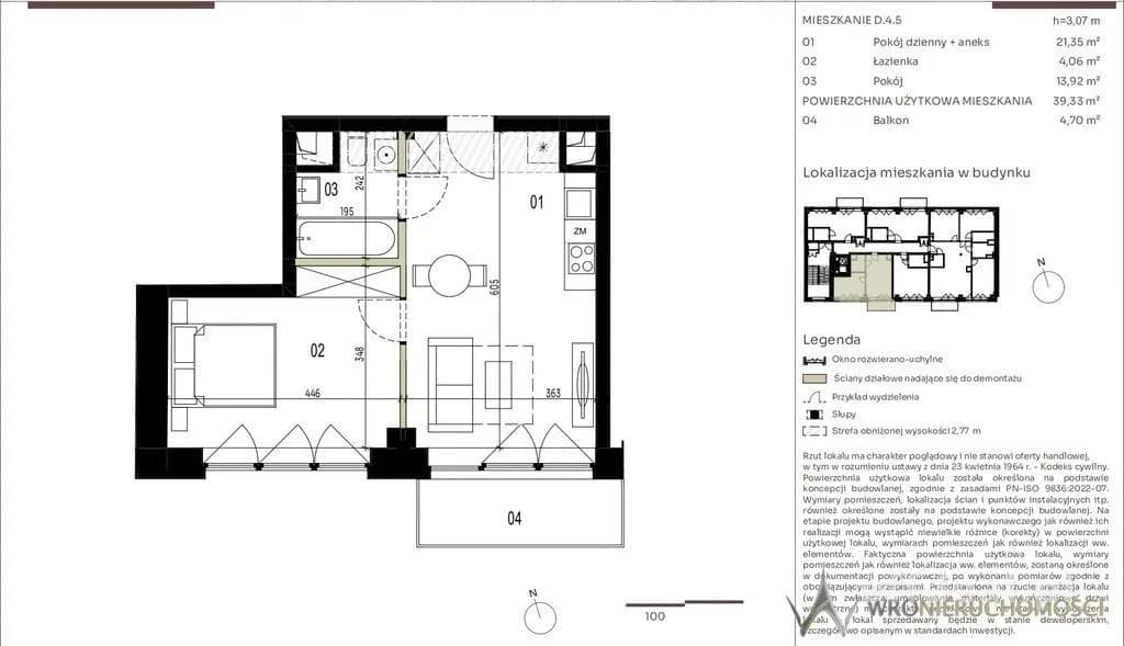 2 pokoje | 39,33 m² | balkon 4,70 m² | centrum Wrocławia