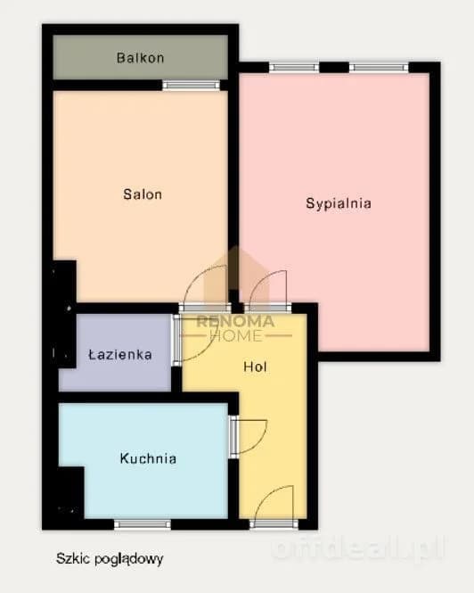 2-Zimmer Wohnung zum Verkauf in Wrocław, Krzyki, Huby | 46,12 m²