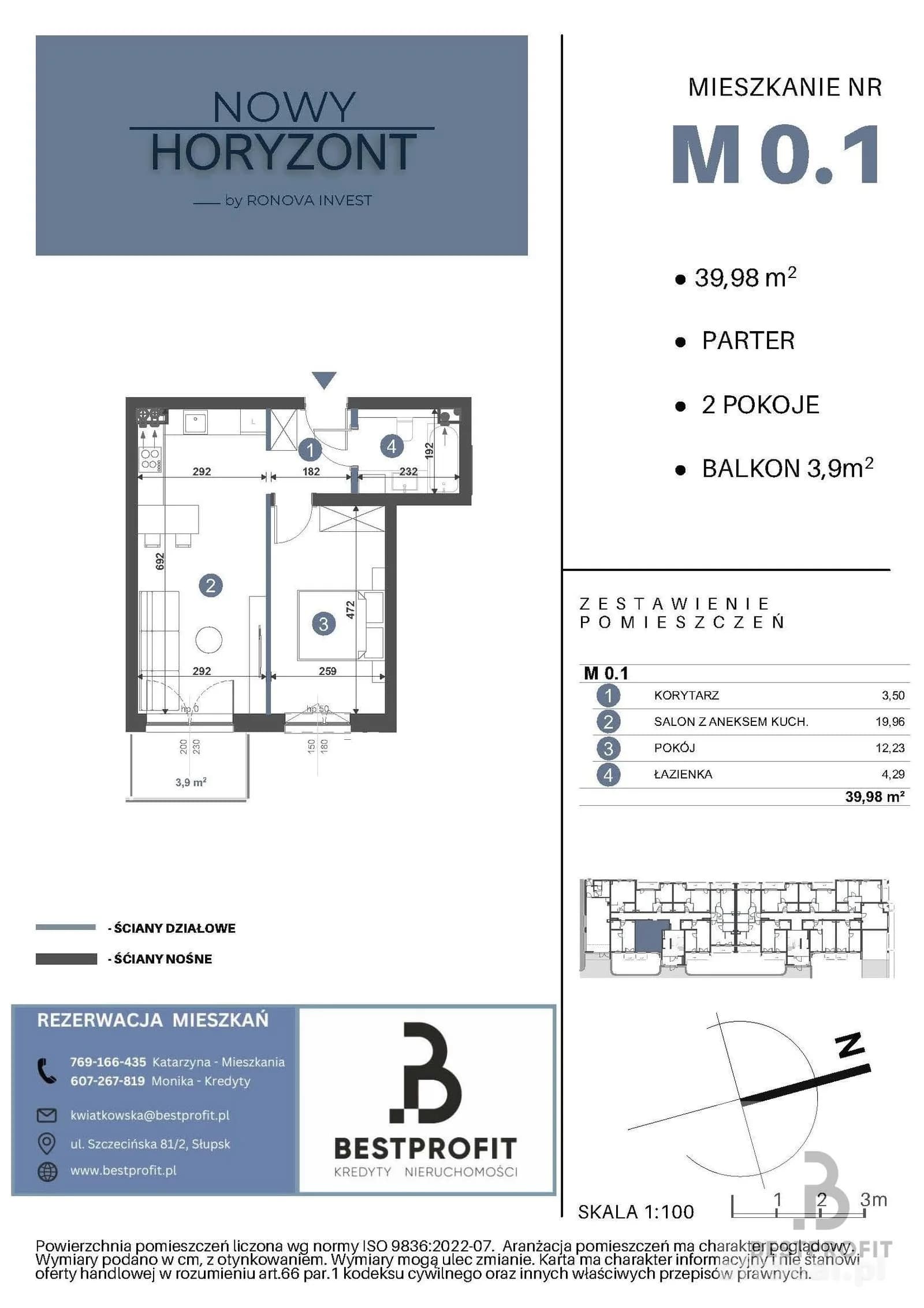 2-room apartment for sale in Słupsk | 39.98 m²