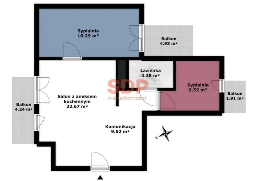 Niepowtarzalny apartament z trzema balkonami - 11,8 k / m2