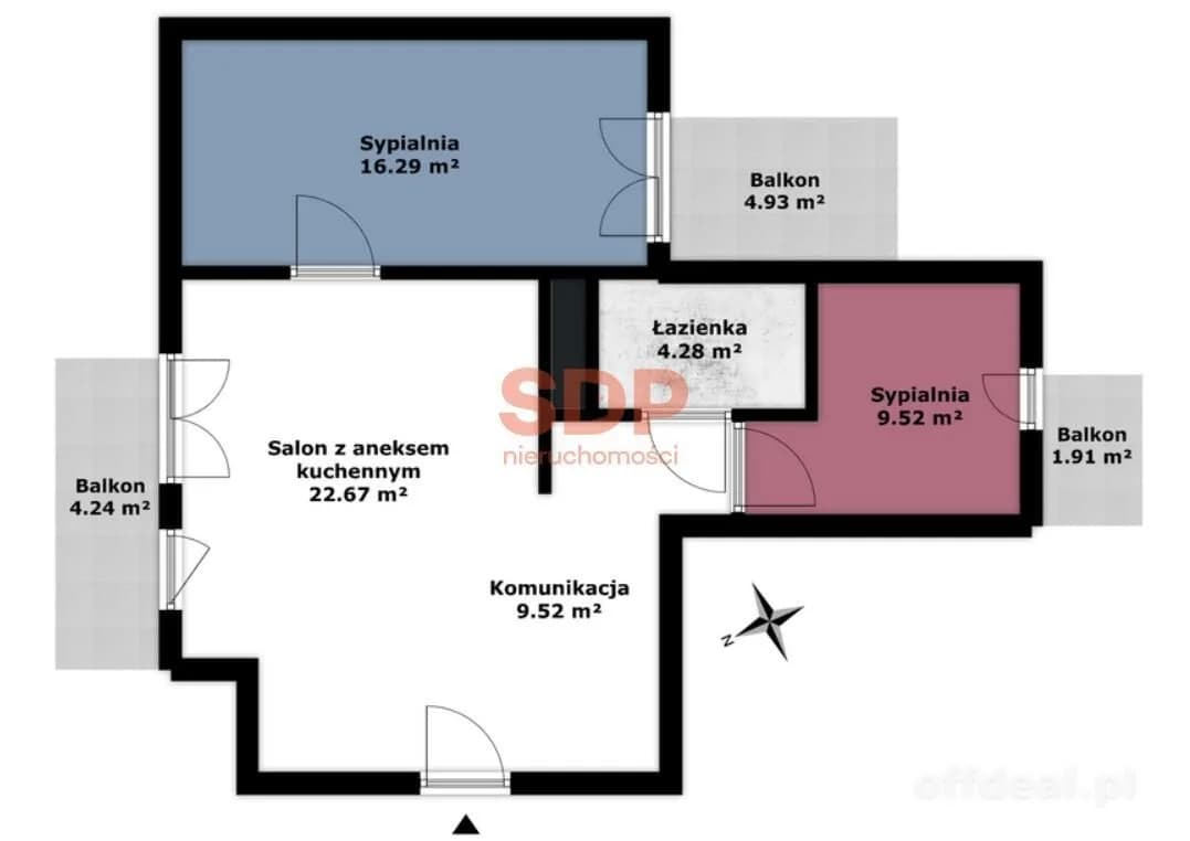 Niepowtarzalny apartament z trzema balkonami - 11,8 k / m2