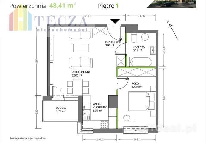2-Zimmer Wohnung zur Miete in Warszawa, Włochy, Okęcie | 48 m²