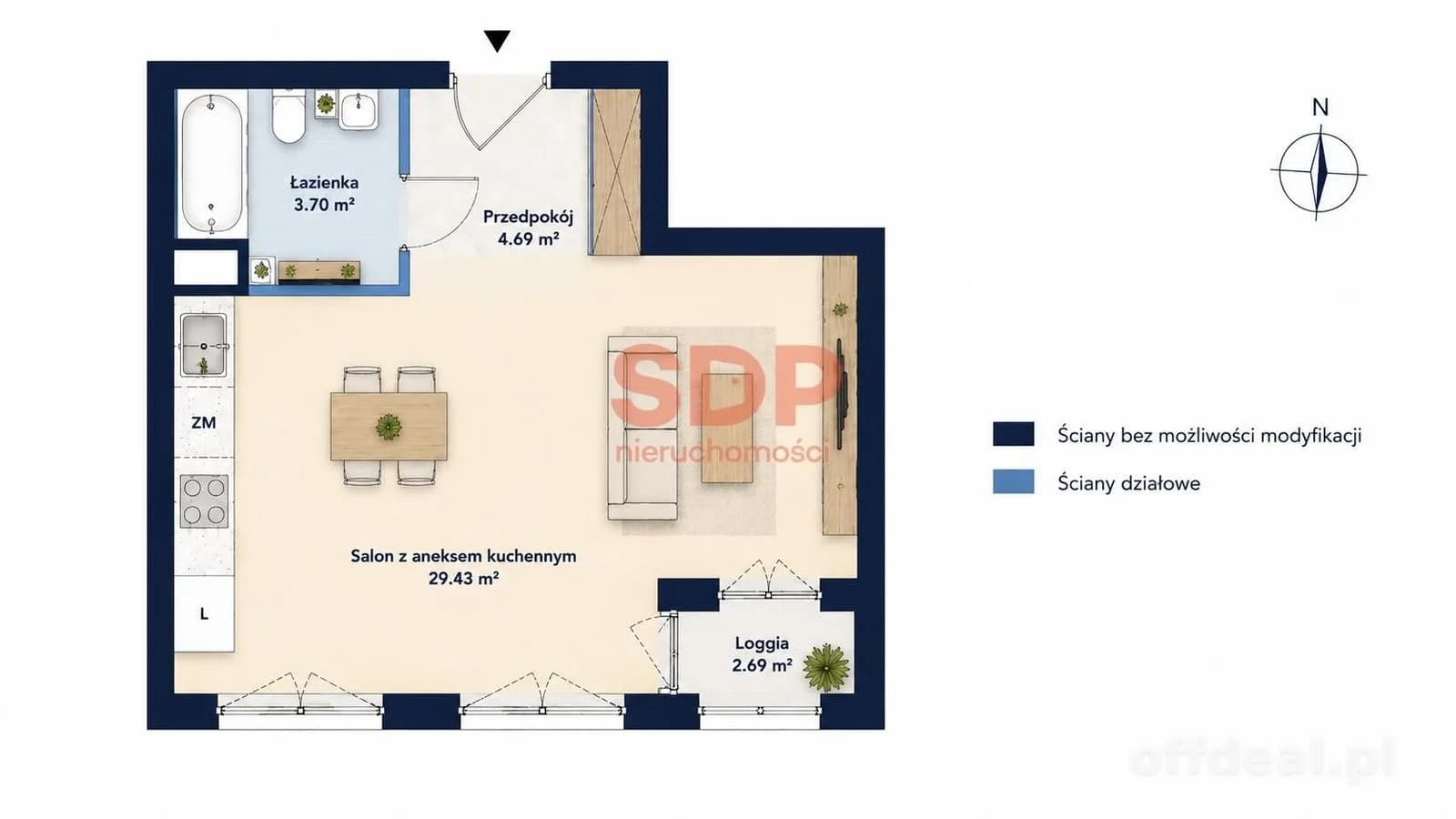 квартира на продаж у Wrocław, Śródmieście, Ołbin | 3-кімн. | 37,82 m²