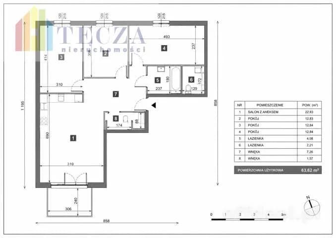 3-Zimmer Wohnung zum Verkauf in Warszawa, Mokotów, Ksawerów | 63,61 m²