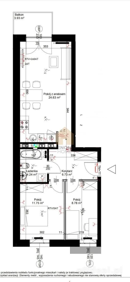 Photo 2: Apartment, 3 rooms, 57 m², Wrocław