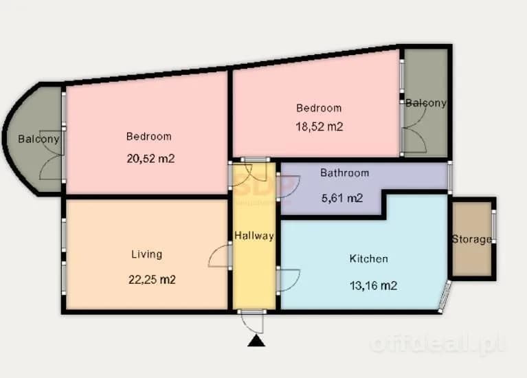 квартира на продаж у Wrocław, Krzyki, Huby | 3-кімн. | 89,51 m²