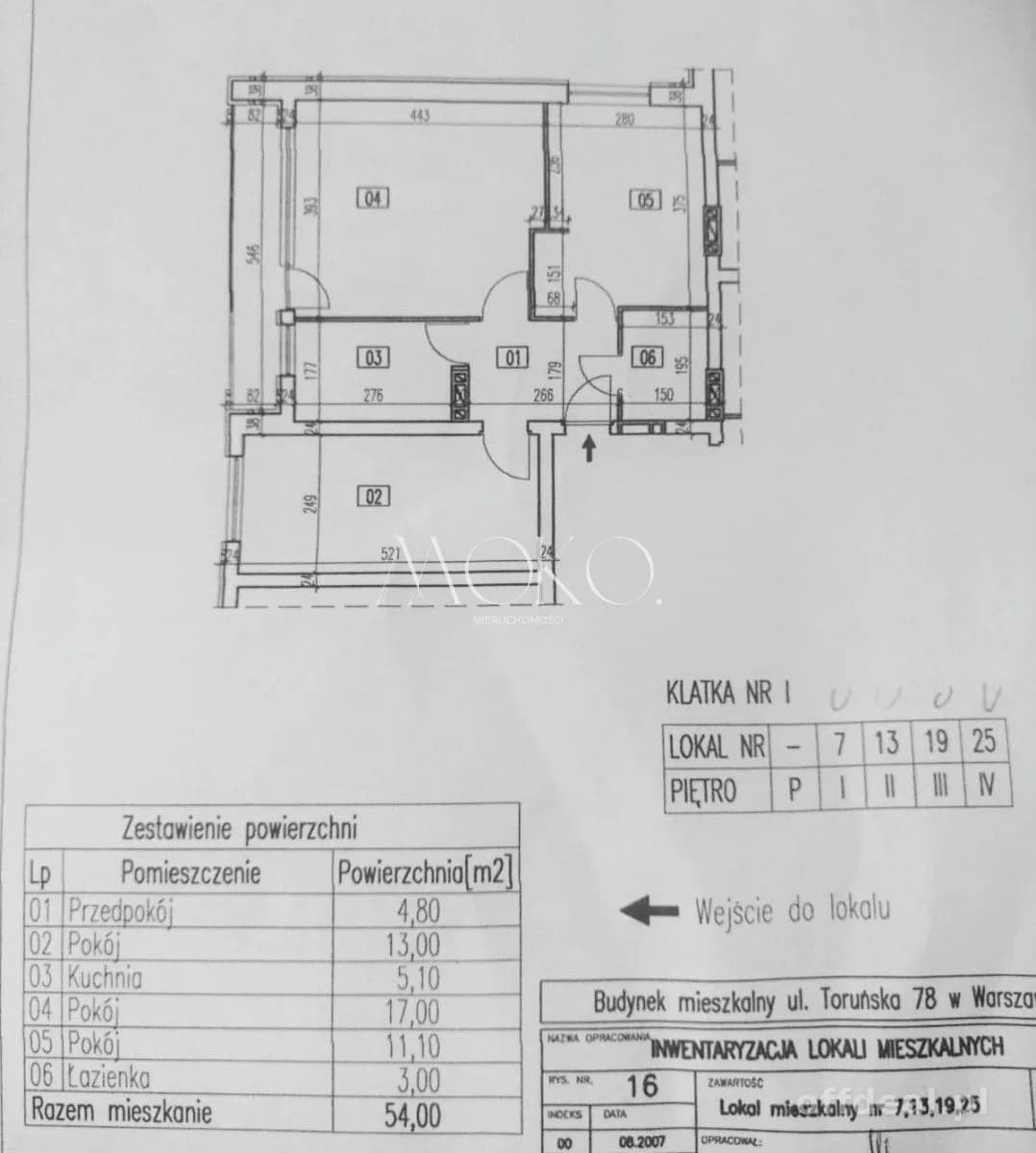 Mieszkanie 54m2 z balkonem, do remontu - Toruńska