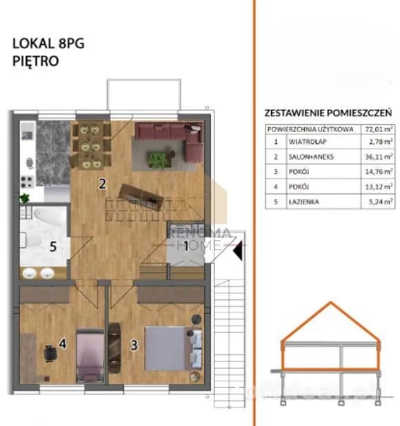 3-room apartment for sale in Wróblowice | 59 m²