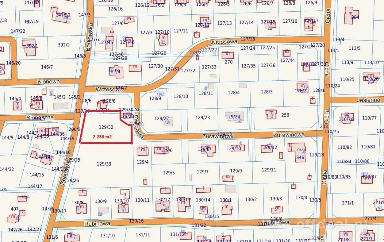 plot for sale in Grzybowo | 2,258 m²