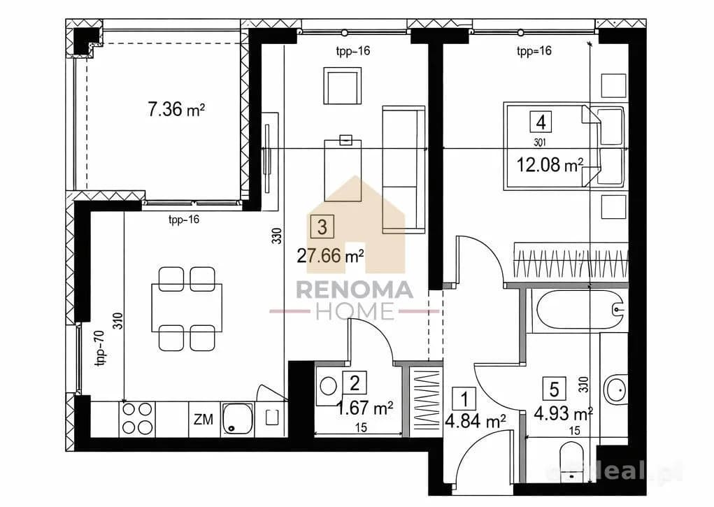 2-room apartment for sale in Zielona Góra | 51.18 m²