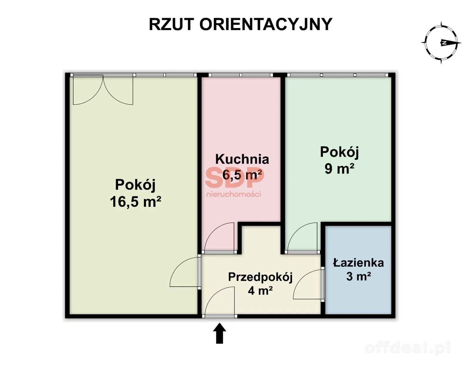 2 pokoje | 39,1 m² | Pełny rozkład | Centrum
