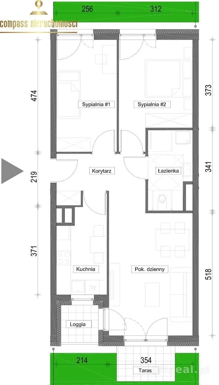 квартира на продаж у Wrocław, Krzyki, Brochów | 3-кімн. | 64,58 m²